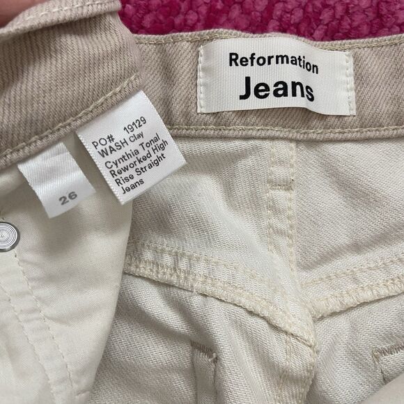 Reformation Cynthia Tonal Reworked High Rise Straight Jeans Clay Wash Size 26 - Picture 4 of 13